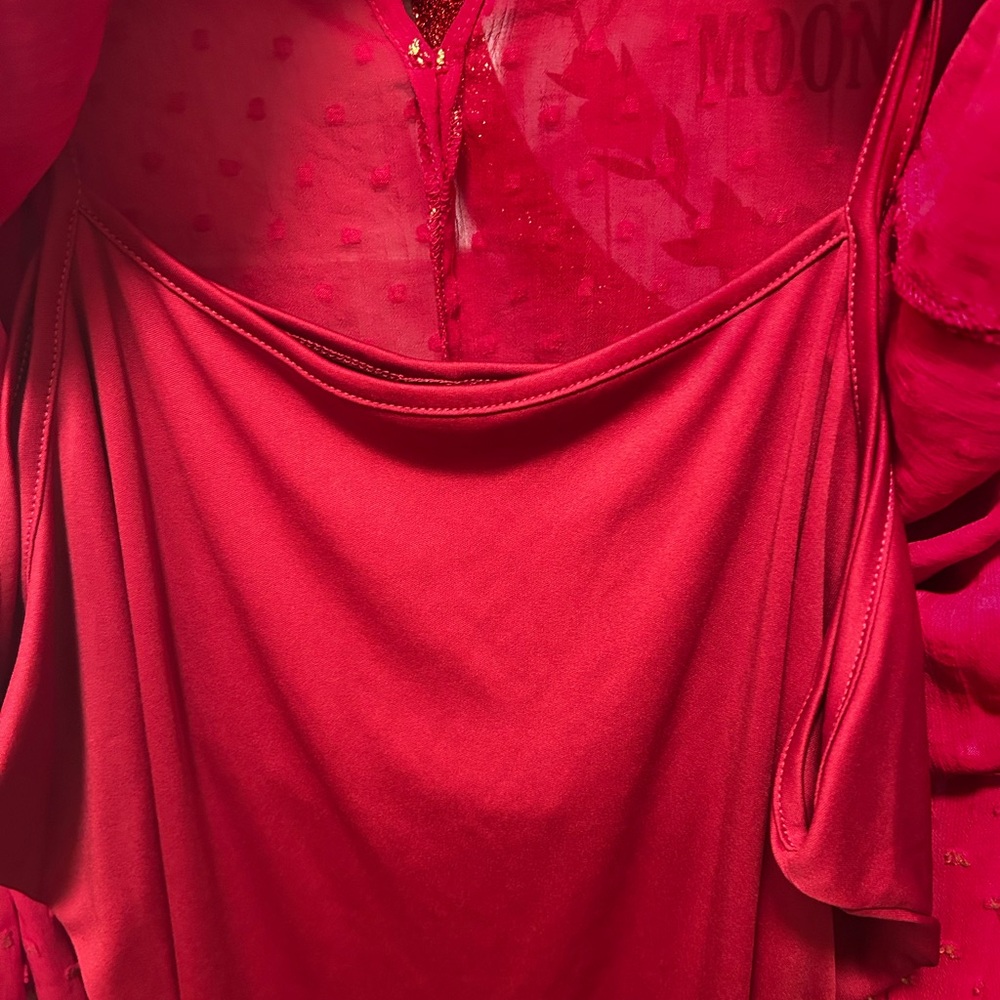 Elegant Red Ruffled Women's Top - Picture 10 of 16